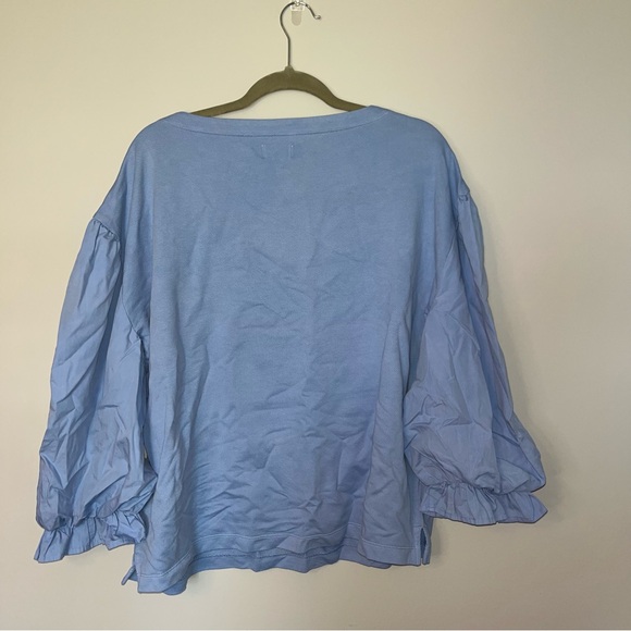 Wonderly Relaxed Blue Ruffle Sleeve Blouse - Picture 5 of 5
